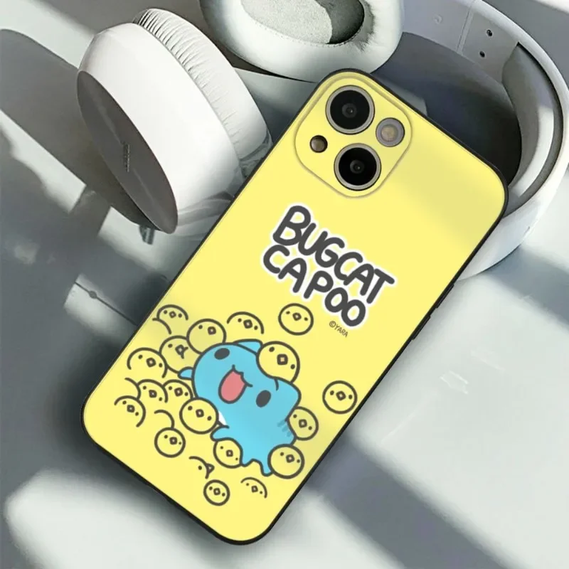 Bugcat Capoo Cartoon Phone Case FOR IPhone 15 14 11 12 Pro 8 7 15 Plus 13 Pro MAX XR XS MINI SE 2020 Black Covers