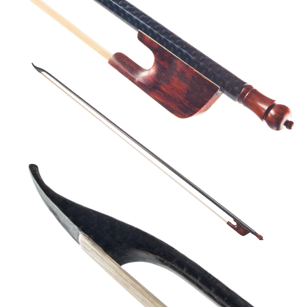 LOOK Baroque Style 4/4 Violin Fiddle Bow Carbon Fiber Round Stick Snakewood Frog White Horsehair Well Balanced Professional