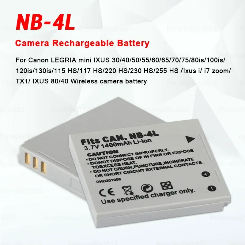NB-4L NB4L Battery 1400mAh for Canon IXUS 30 40 50 75 60 65 70 100 200 I7 Zoom 400 430 450 600 630 IXUS80 NB 4L Camera Batteries