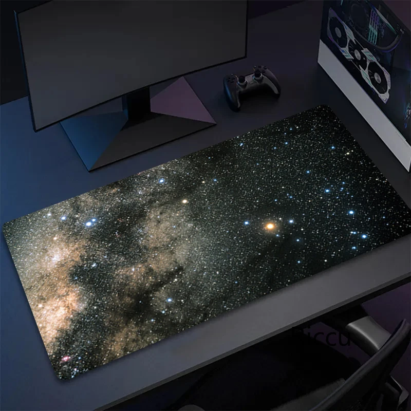 Gaming Laptops Mousepad Glass Cabinet Pc Accessory Universe Starry Sky Family Gamer Keyboard Computer Desk Pad Kawaii Mouse Mat