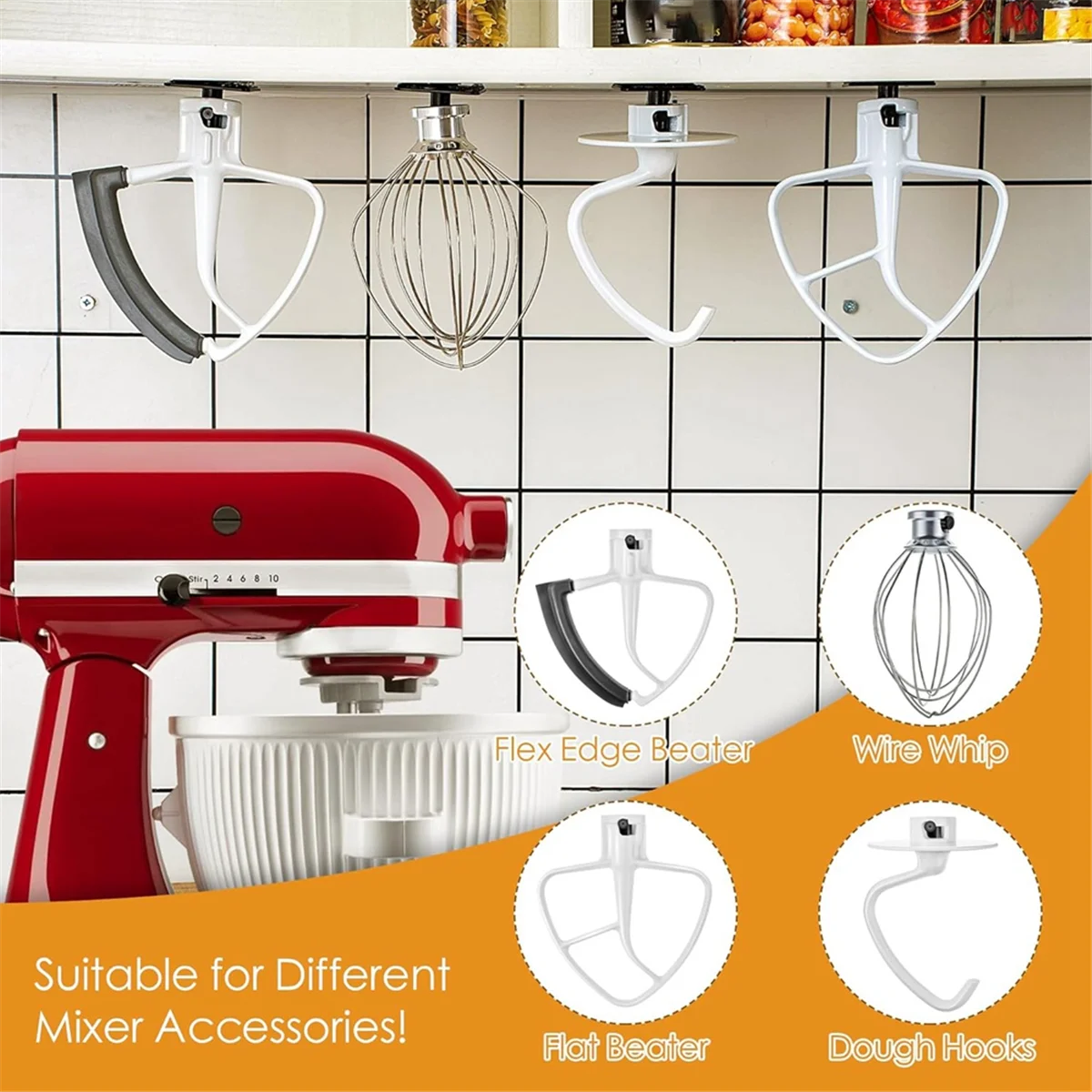 Stand Mixer Attachment Holders, 4 Pack Food Mixer Accessories Hooks for All Stand Mixer Attachment