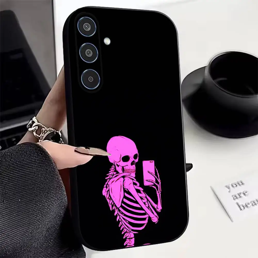 Pink Purple Skull For Samsung Phone Case, Non-slip & Shockproof  A22 A21 A20 Ultra A70 A71 A73 A72