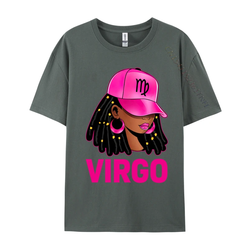 Virgo Queen Loc d Hair Black Woman Cap Zodiac Sign Custom Cotton Tops Shirt Geek Tee-Shirts 2024 Popular Tshirts Drop Shipping