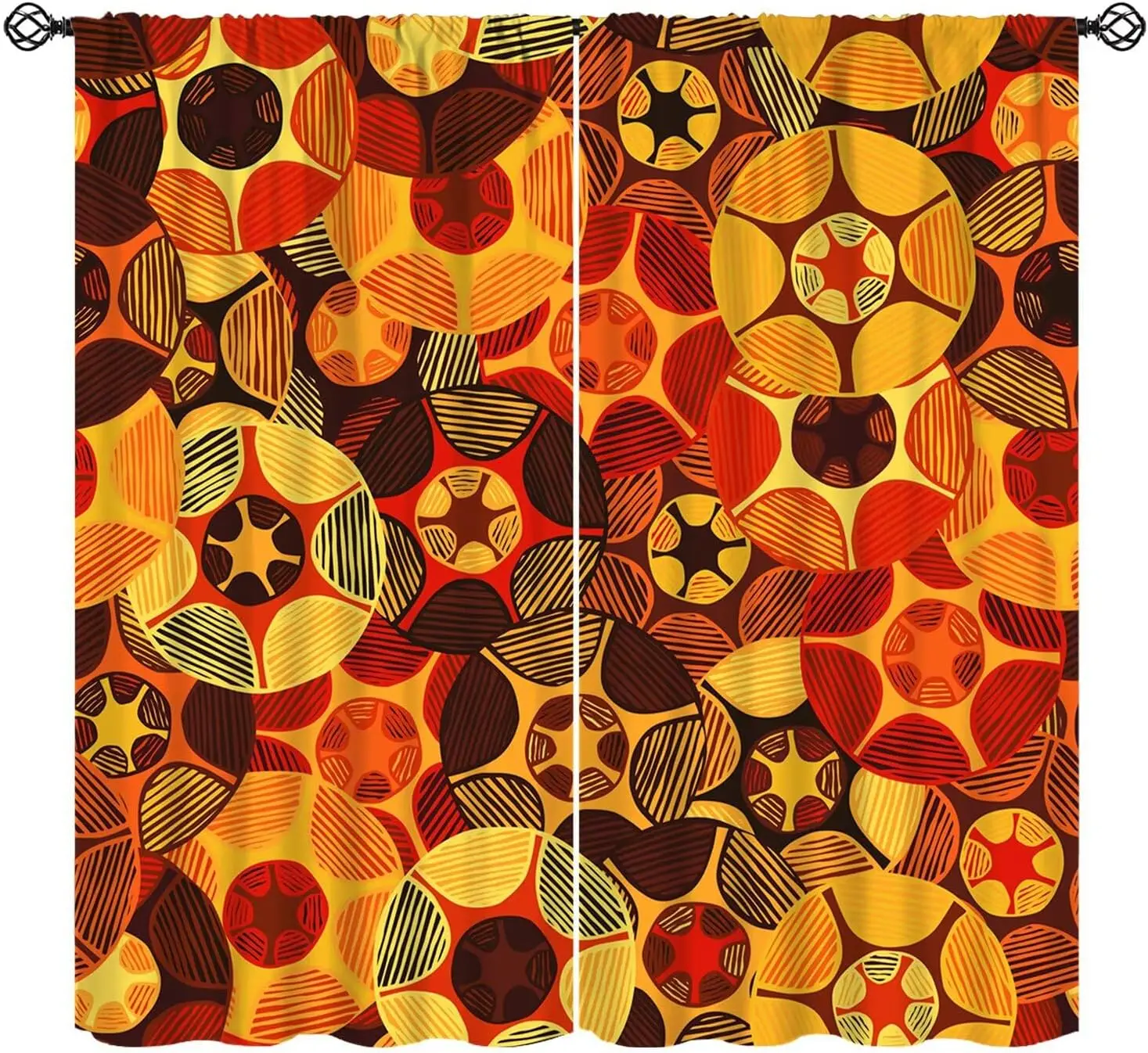 Abstract Sporty Theme Curtains Orange Red Geometric Print Window Panels Modern Living Room Curtains Home Decor Curtains Drapes