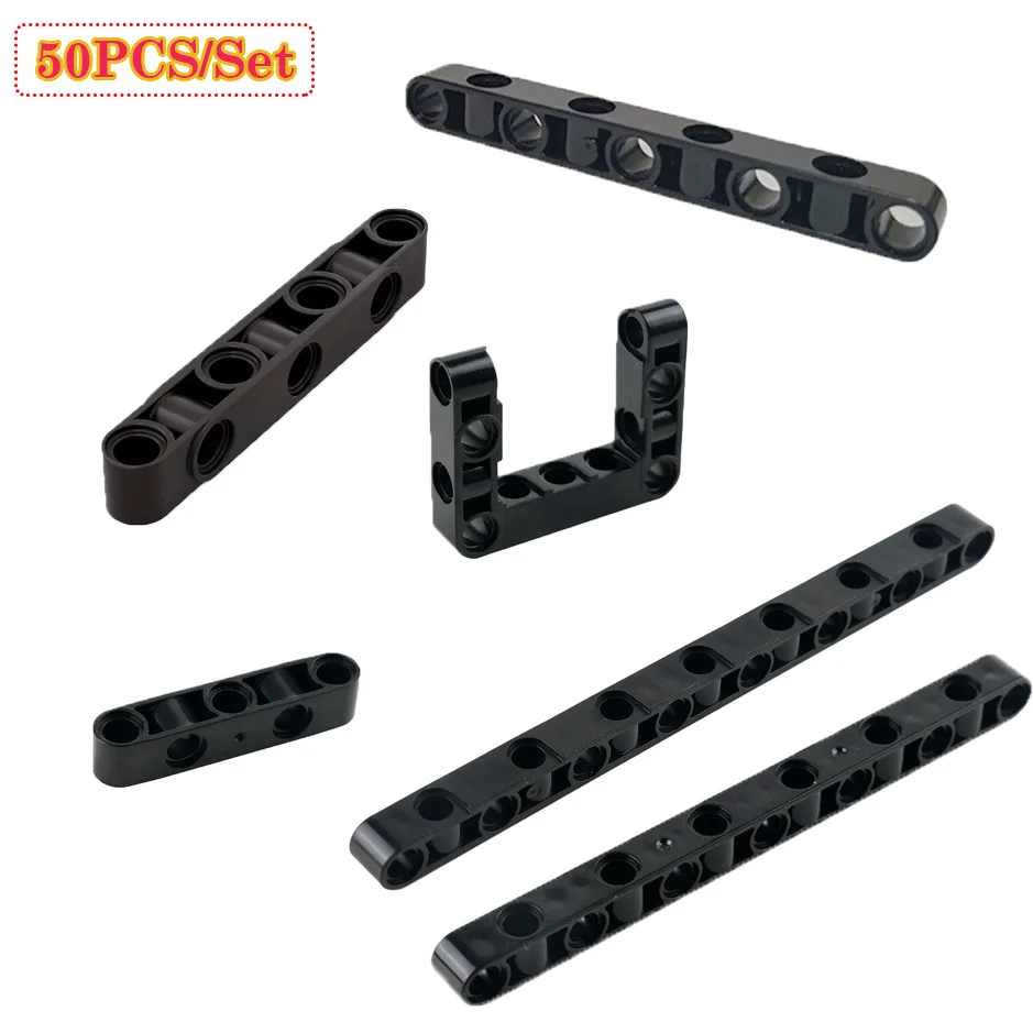 50PCS 2391 1x7 Steering Beam Liftarm 71710 Thick Technology Building Blocks Parts 4x5/1x9/1x13 With Holes Bricks Toys Accessory