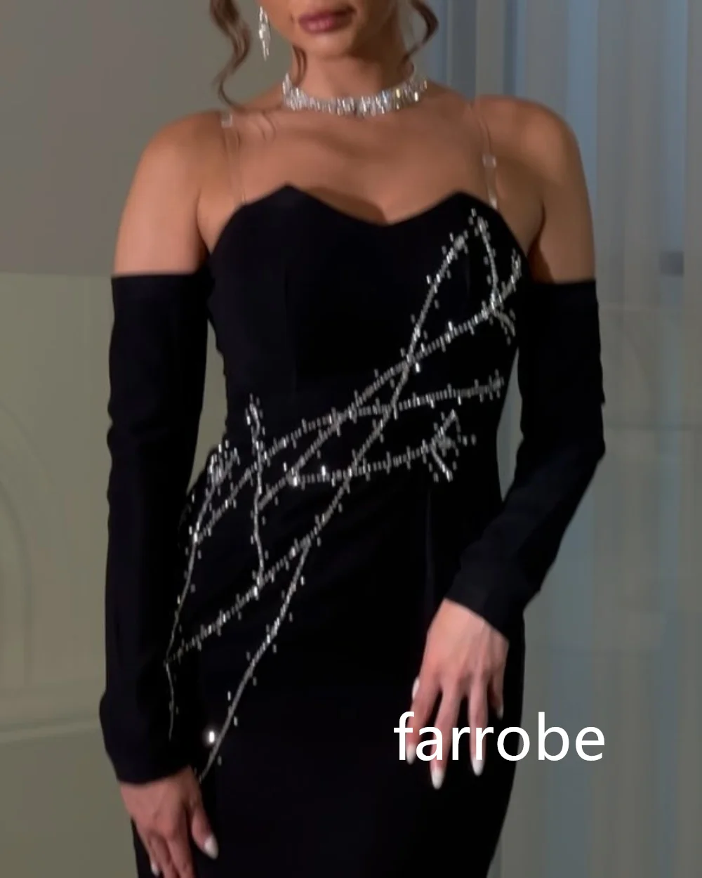 Customized Fashion Jersey Pleat Sheath Off-the-shoulder Midi Dresses Prom Dresses Classic Exquisite Modern Style Pastrol Chines