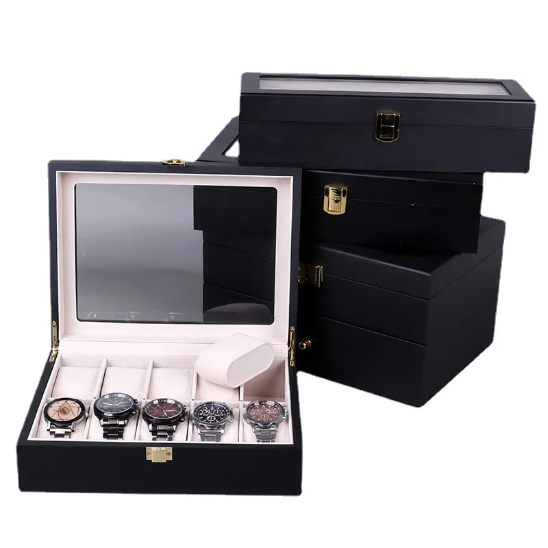صندوق ساعة جلدي ريترو أسود صندوق تخزين ساعات الرجال ساعات المعصم الميكانيكية اكسسوارات المنظم صناديق صناديق العرض الفاخرة