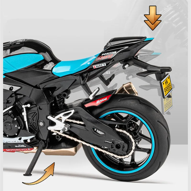 1:12 YZF-R1M Alloy Racing Motorcycle Model Diecast Street Cross-Country Motorcycle Model Simulation Sound and Light Kid Toy Gift