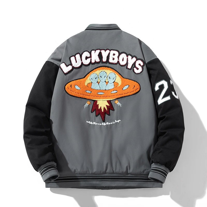 

Мужская куртка-бомбер в стиле ретро с вышивкой, хлопковая, утепленная, для весны, осени и зимы, молодежная, модная...