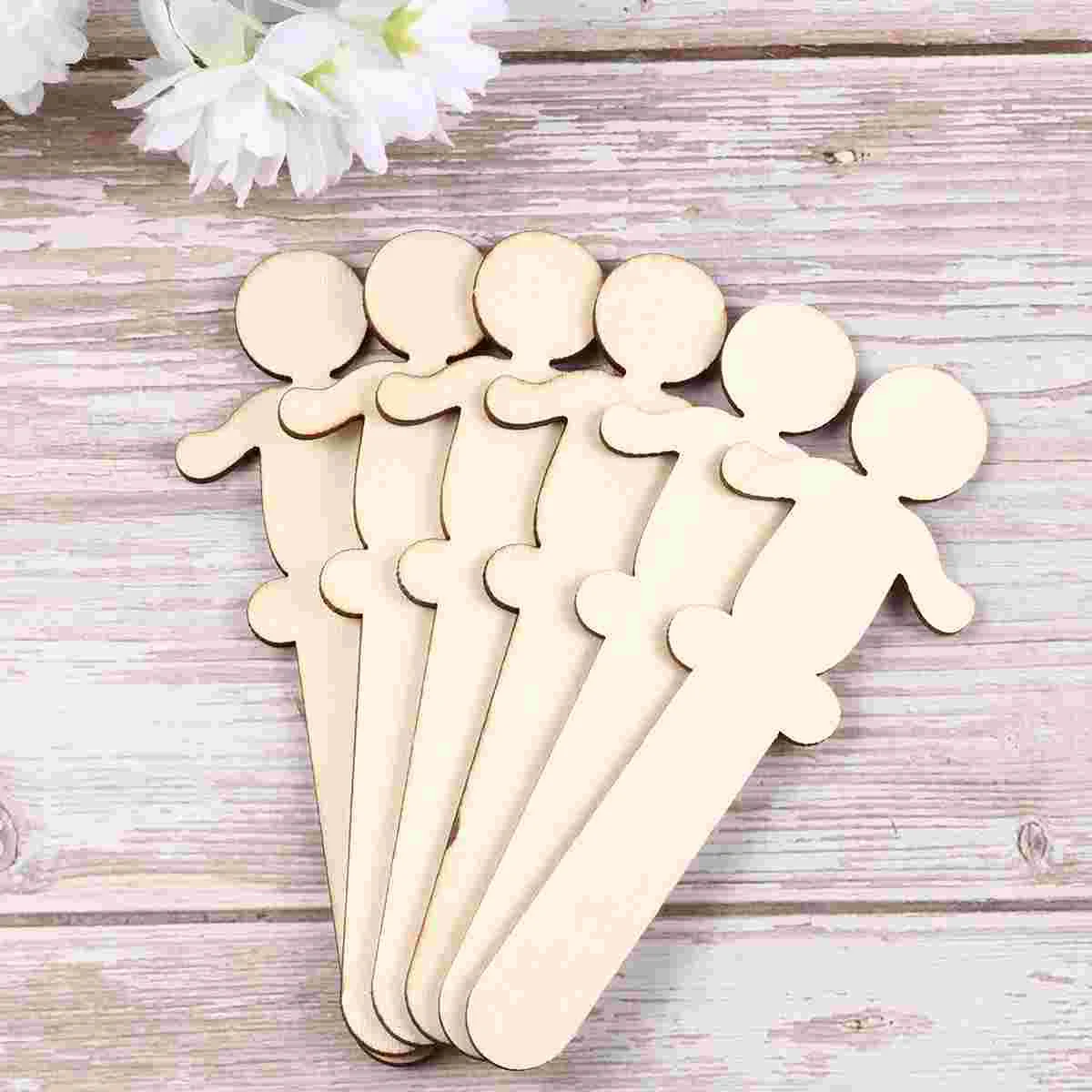 People Craft Sticks Wooden People Shaped Family Set Popsicle Ice Cream Treat Slices Cutout Diy Miniature