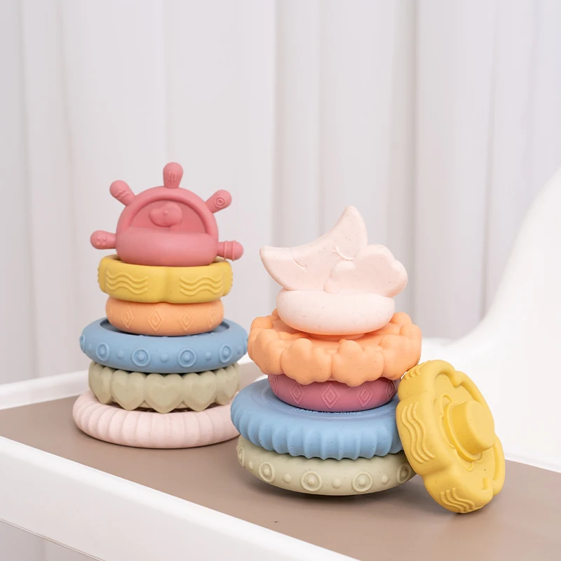 Stapeln, Nesting-Baby-Montessori-Spielzeug-Set, niedlicher Dinosaurier, Stapelturm, pädagogisches Lernspielzeug, Babys, Geschenk für Jungen und Mädchen