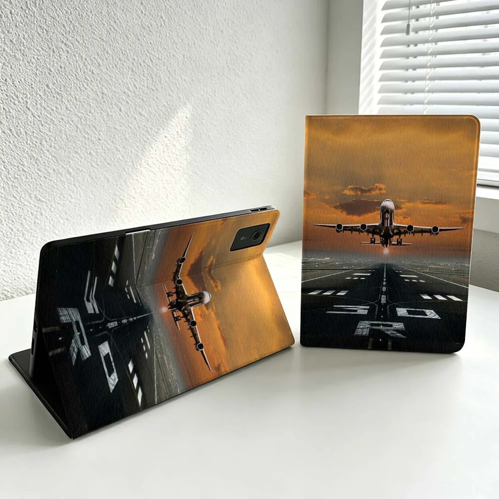 Airplane Sunset Runway Cover For Lenovo Xiaoxin Lenovo Tab Pad Pro Plus K11 P12 M10 Legion Y900 Soft Inch Tablet Case