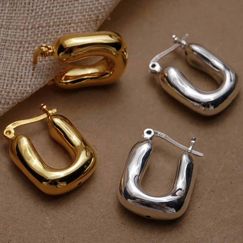 Foxanry Minimalist Silver Color Wedding Earrings for Women Couples New Fashion Vintage Geometric Handmade Ear Jewelry Gifts