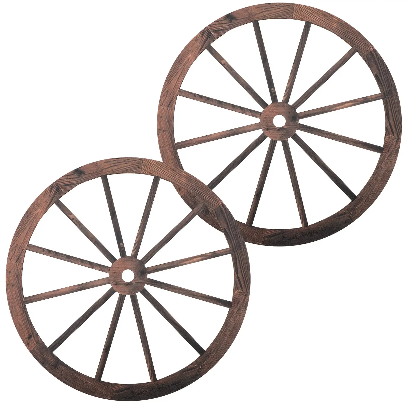 2Pcs Rustic Wooden Wagon Wheel Wall Decor Vintage Cartwheel Decoration for Living Room Bedroom Bar Western Party Home Decor