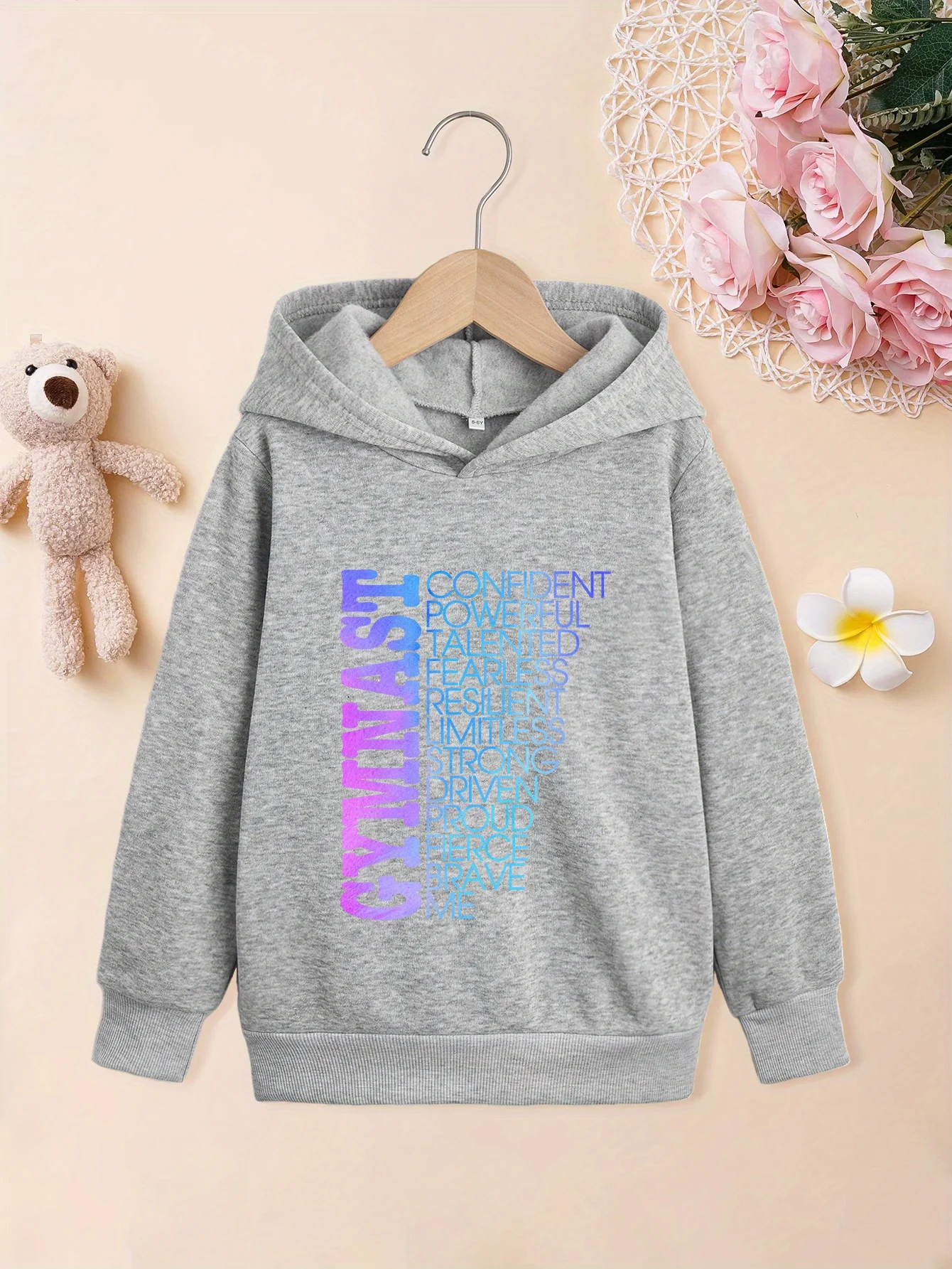 Gymnastics Graphic Print Children Hoodies Casual Loose Long Sleeve Tops Sweatshirts Kids Cartoon Coat Autumn Winter Clothes