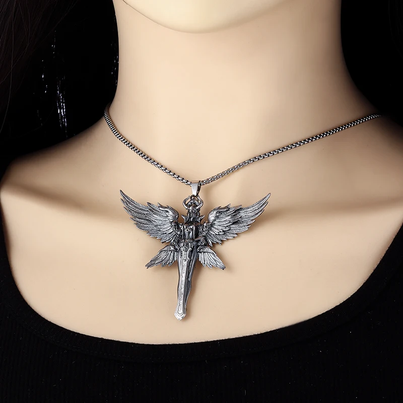 Fashionable Wings Angel Pendant Necklace Men Women Trendy Cool Jewelry
