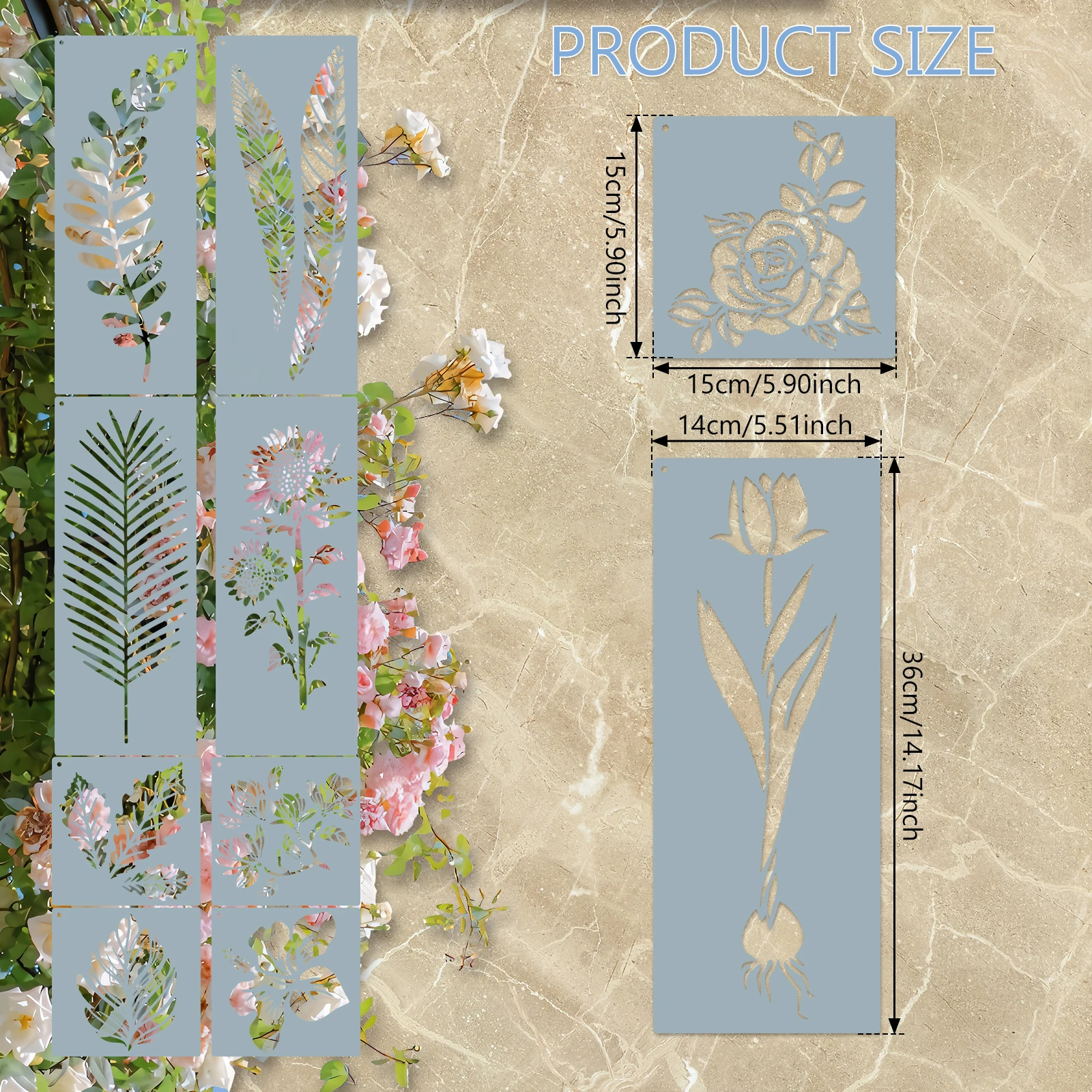 24Pcs DIY Flower Painting Stencils Painting Scrapbook Coloring Embossing Album Decor Template Craft Supplies for Spray Painting