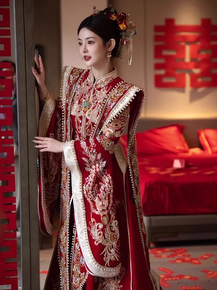 

Hanfu wedding dress plus-size bride's ancient Chinese-style gown phoenix-crowned women's heavy industry