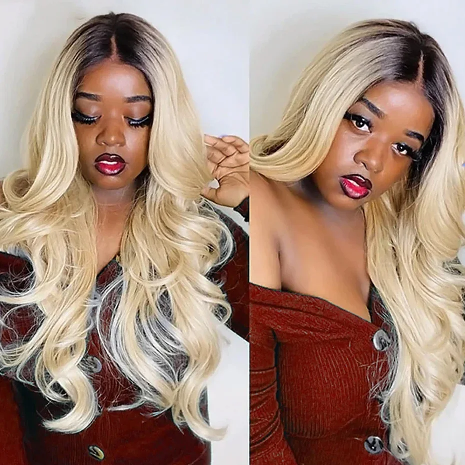 1B 613 Blonde Ombre Human Hair Wigs 13x6 HD Lace Frontal Wig 613 Human Hair Wig Body Wave Lace Front Wigs 30 40 inches Long Colored Wigs Vietnamese Raw Human Hair Wig Full Lace Frontal Wigs With Pre Plucked Transparent Lace Front Human Hair Wigs For Women