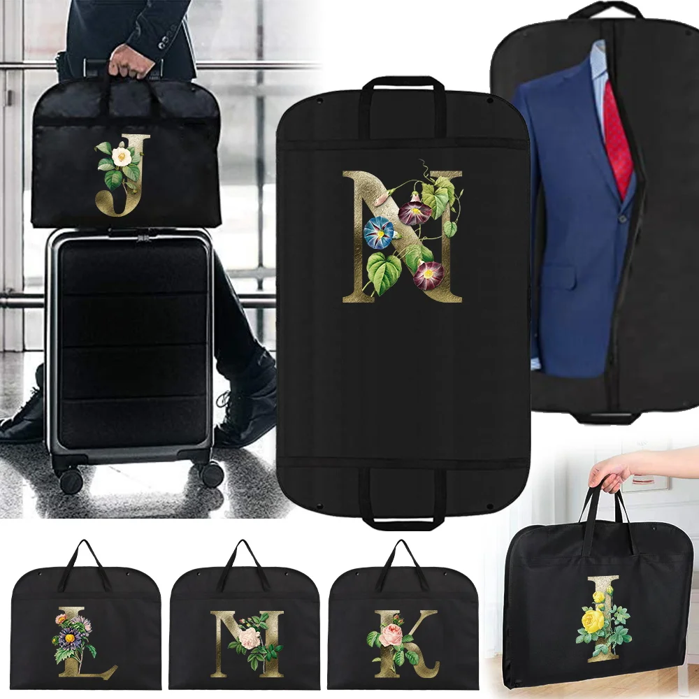 

Garment Dust Cover Wardrobe Hanging Clothes Organizer Bags Black Non-woven Fabric Banquet Clothing Handbag Wedding Dress Cover