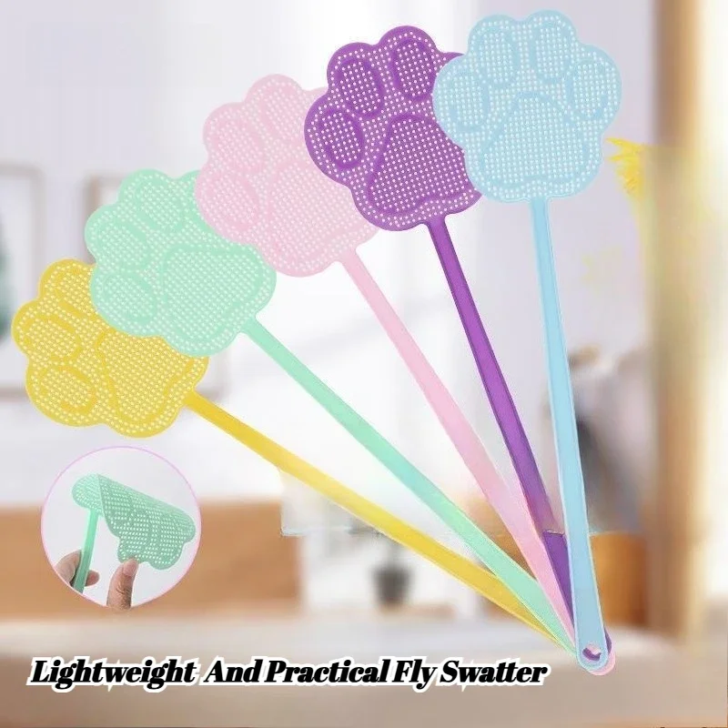 5pcs Bear Plastic Thickened Fly Swatter Cute Manual Fly-Killing Swatter Long Handle Flies-Racket for Kitchens Patios Camping