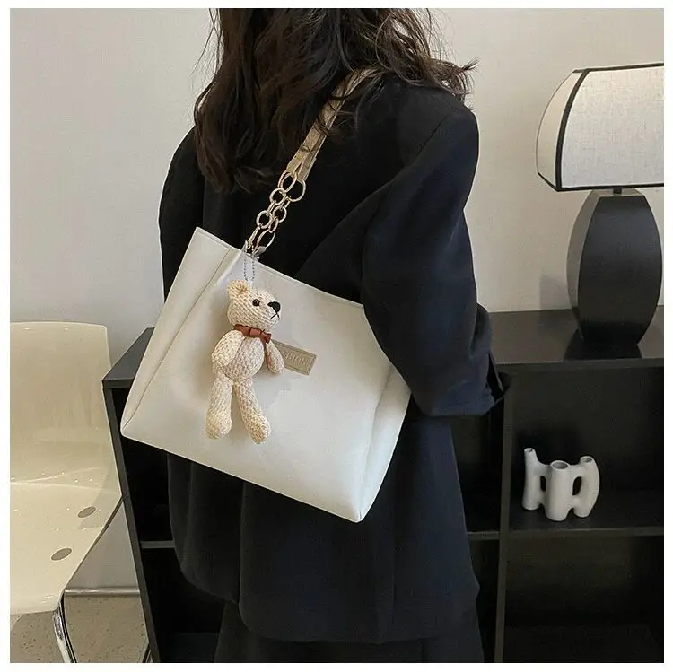 

Women's Shoulder Bag, Fashion Hand Bags PU Wallet Portable Tote Handbags ins Style Bear Decoration for Commute Daily