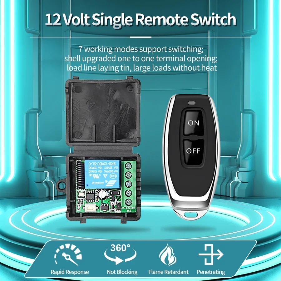 RF433Mhz Remote Control Wireless Light Switch DC 12V 1CH 10A Relay Receiver Transmitter for Door Electromagnetic Lock DIY Module