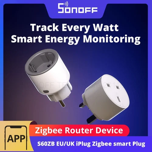 SONOFF S60ZB UE/Reino Unido iPlug Zigbee enchufe inteligente dispositivo enrutador ZIgbee protección contra sobrecarga monitoreo de energía Control del temporizador a través de Alexa