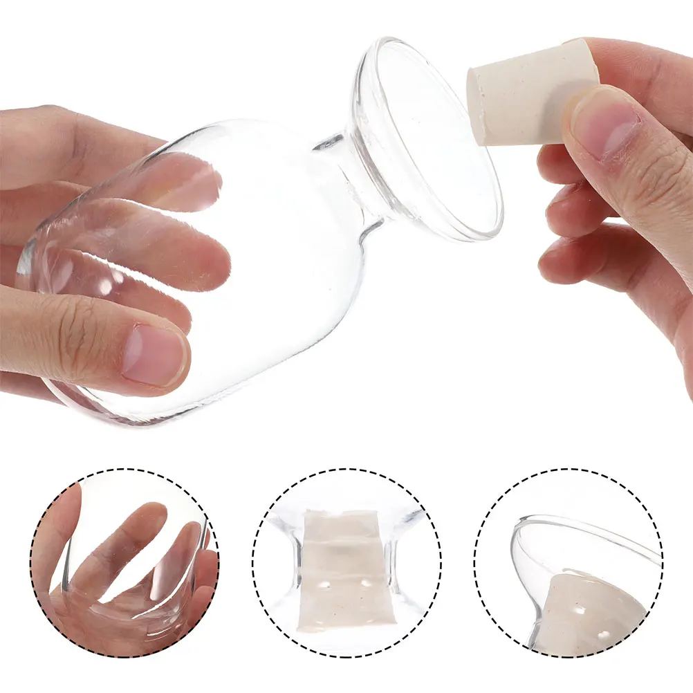 

2Pcs Glass Match Holder Jar Transparent Storage Bottles Thickened Glass Cloche Display Container for Fireplace