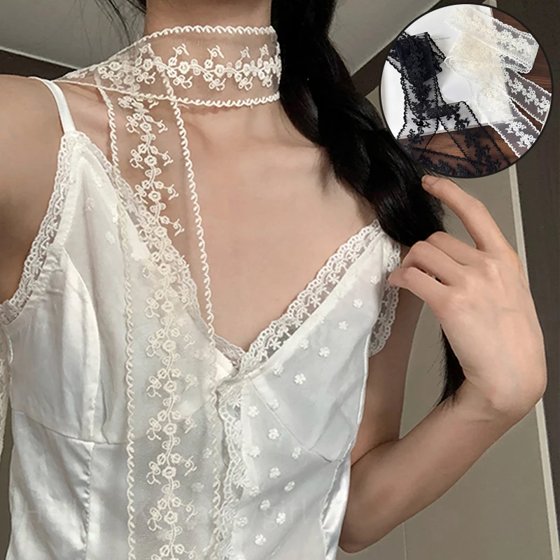 

1 шт., 150 см/200 см, корейский кружевной винтажный треугольный шарф, французский кружевной шарф, летняя полая вышивка, длинная лента и пояс, аксессуары