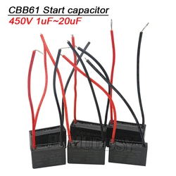 Condensador de arranque CBB61, 450V, 0,8/1/1 5/1.8/2/2. Motor de escape de techo, condensador CBB, 5, 3, 4, 5, 6, 7, 8, 10, 12, 15, 18, 20UF