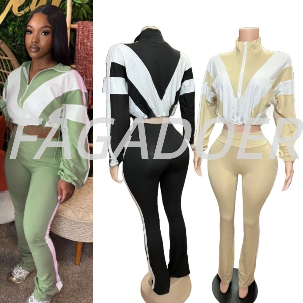 

FAGADOER повседневная спортивная одежда из двух предметов, женский спортивный костюм с длинными рукавами и брюками, женская уличная одежда, новинка лета 2025