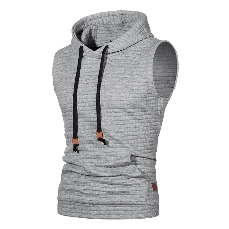 2022 pocket New Mens Hoodies Cube Pattern Fashion Sleeveless Jacket Sweatshirt Solid Coats Casual Sports Hooded Vest Coat Tops