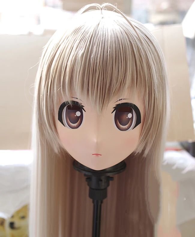 (KM107) Handmade Female Resin Crossdress Pretty Girl 3/4 Head Lolita Doll Mask Japanese Anime Cosplay Kigurumi Mask Crossdresser