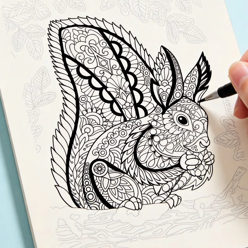 An Adult Decompression Graffiti Art Book, Healing Zen Mandala Coloring Picture Book, Animal/flower/elf and Other Themes, 24 Page image 4