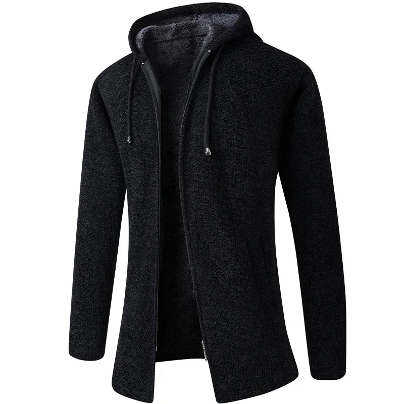 Plus cashmere cardigan coat sweater male Korean version of the trend in autumn and winter long sweater trench coat