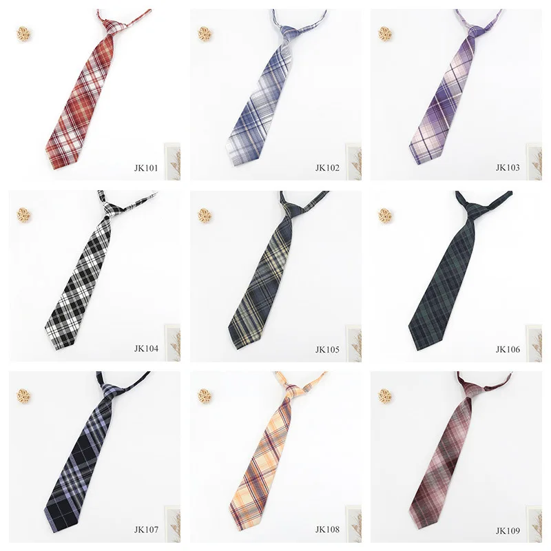 Lazy JK Ties Women Plaid Neck Tie Girls Japanese Style for Jk Uniform Cute Necktie Plaid Uniform School Accessories