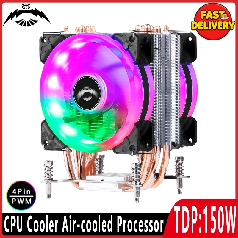Air-cooled Cooler CPU Cooling Fan 4pin/PWM mute 2/4/6 Heat Pipe Radiator Compatible LGA1200 1700 115x 1851 2011 2066 X79 X99 E5