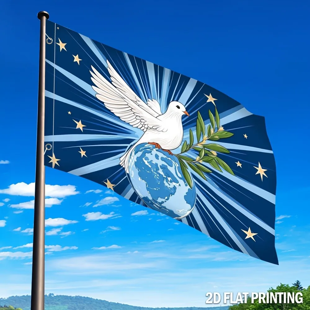 Peace Dove Globe Banner Polyester Garden Flag Durable 2D Print Outdoor Decoration