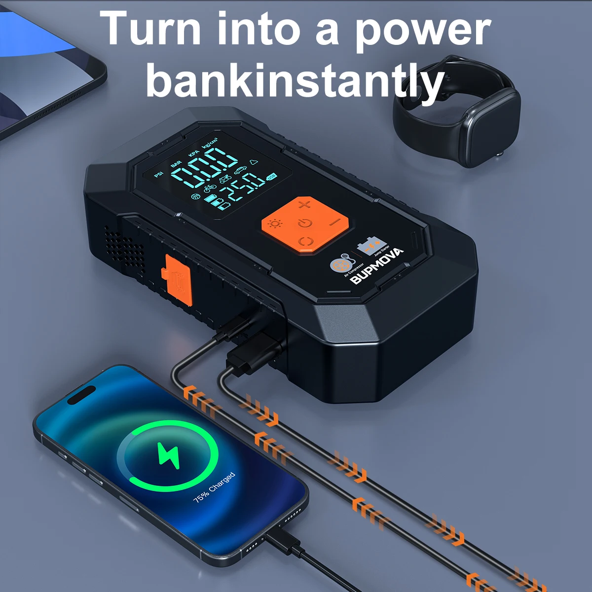 AliExpress BSMOOM 150PSI Car Jump Starter with Air Compressor Auto Tire Inflator, Large LCD Display, LED Light, for Cars, Bike & Motorcycle