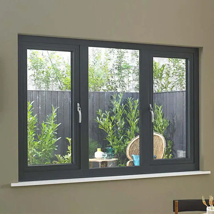 Household Minimalist Design with Handles Glass Window Aluminium Thermal Break Windows with Drainage System Hinged Windows