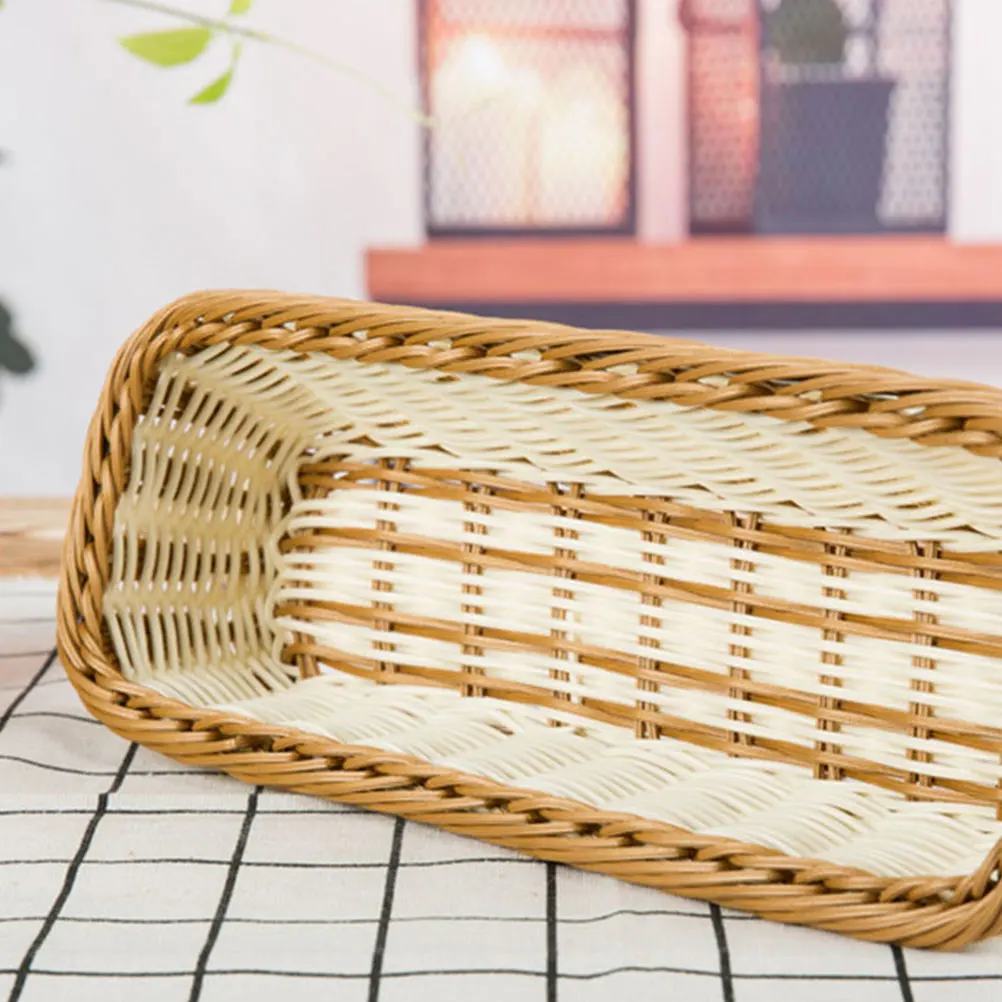 

1pc Multifunctional Square Rectangular Imitation Rattan Storage Organizer Rectangular Imitation Rattan Basket Kitchen Bar Home