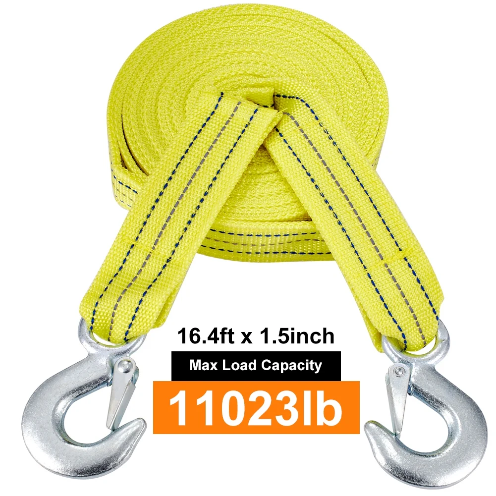 5M Tow Towing Pull Rope Strap with Hooks Heavy Duty 6 Tons Road Recovery Tow Strap Off Road Accessories