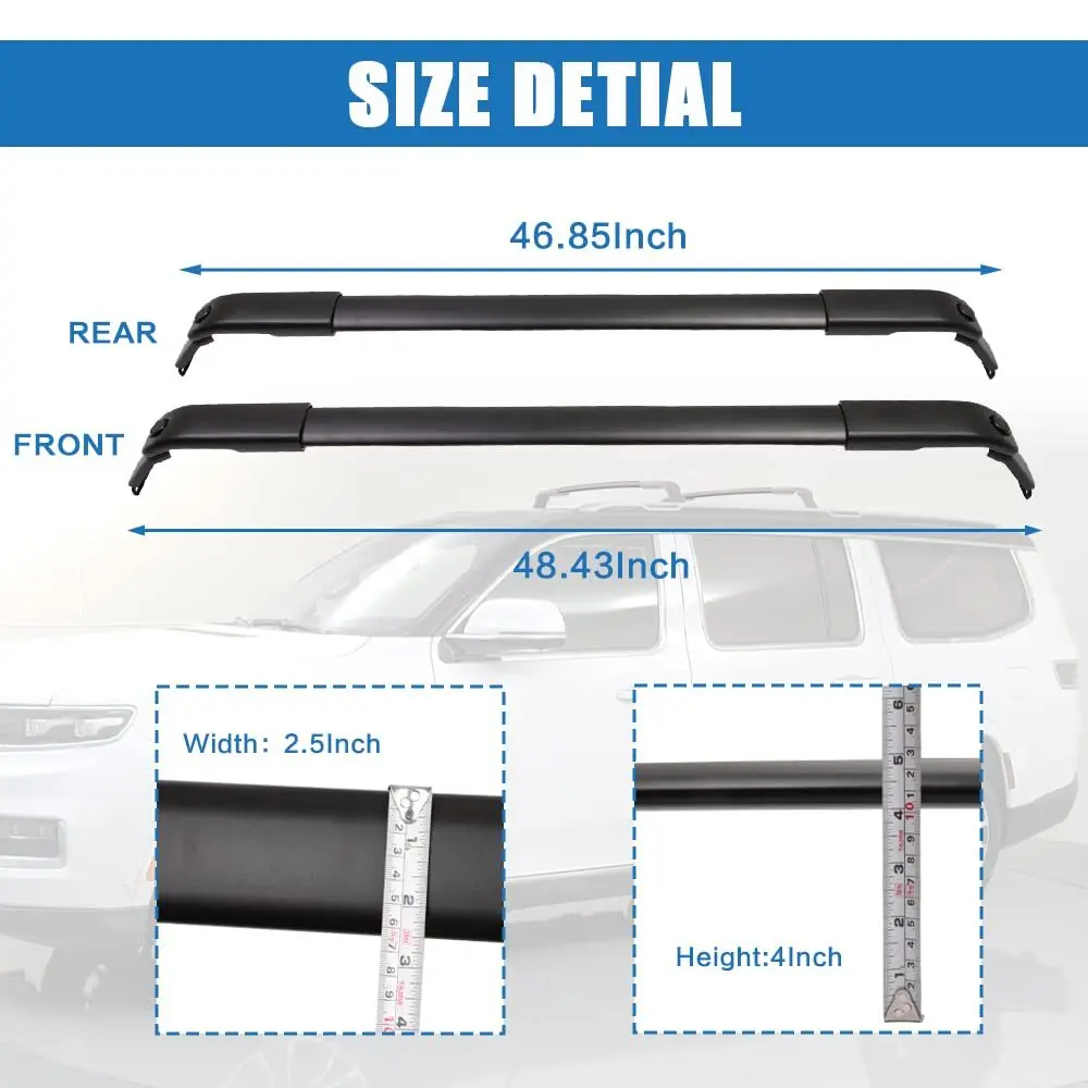 قضبان متقاطعة لرف السقف لسيارة Jeep Wagoneer/Grand Wagoneer 2022-2025 للأمتعة السوداء #4