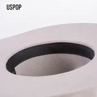 USPOP Fashion Vintage Brown Wool Fedora Hat with Belt for Women Men Autumn Winter Unisex Wide Brim Warm Felt Hat - Image 6