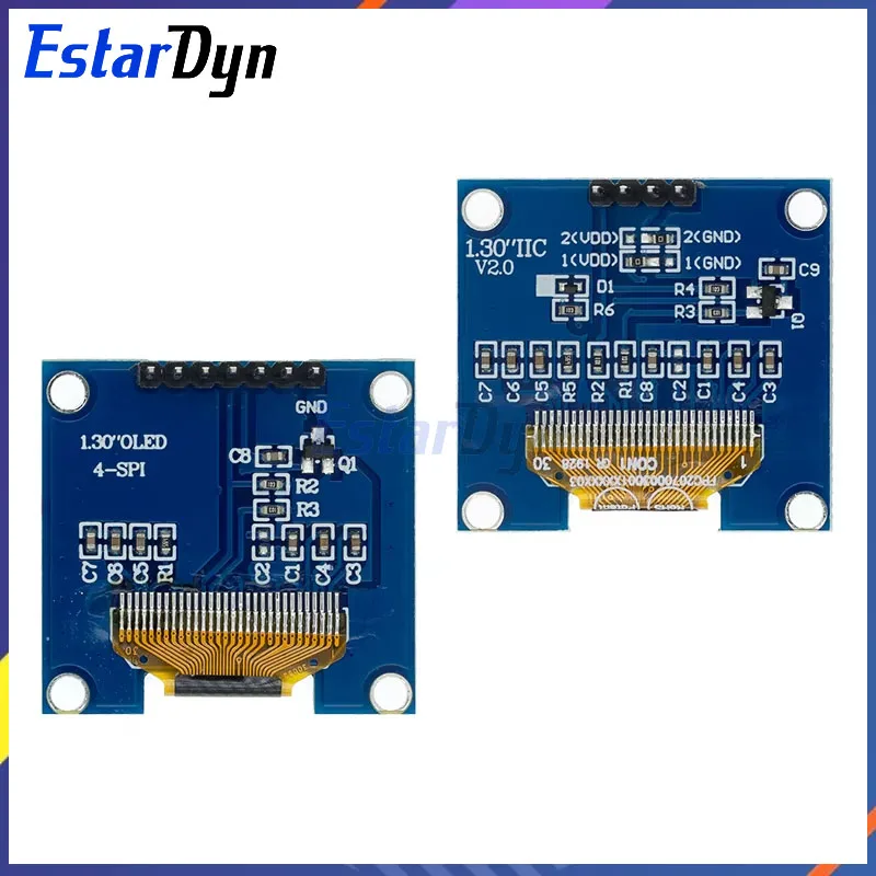 Estardyn RoHS 1.3 inch OLEDWhite/Blue  SPI/IIC I2C Communicate Color 128X64 1.3 inch OLED LCD Display Module 1.3