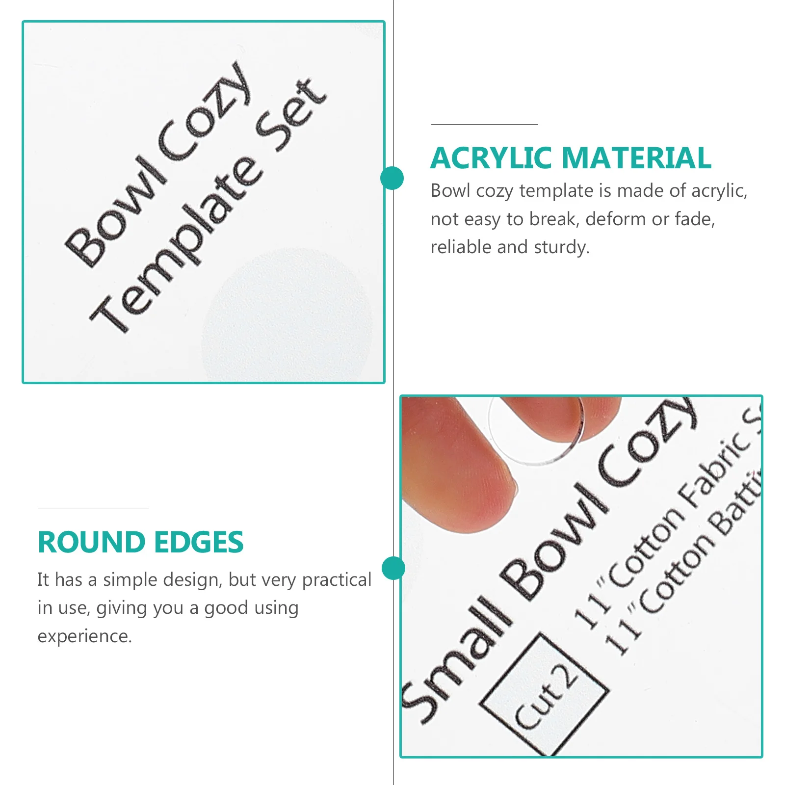 

3Pcs Acrylic Bowl Cozy Template Patchwork Ruler DIY Sewing Supplies Durable Easy Use Bowl Cozy Template Patchwork Tool