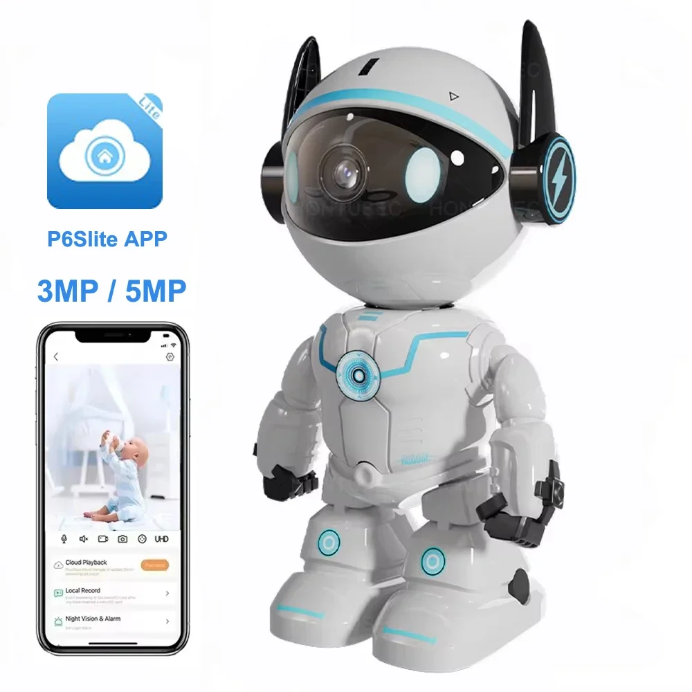 P6Slite Robot Camera 5MP Wifi Indoor PTZ Wireless Security Camera IR Night Vision Two Way Audio Auto Tracking Baby Monitor