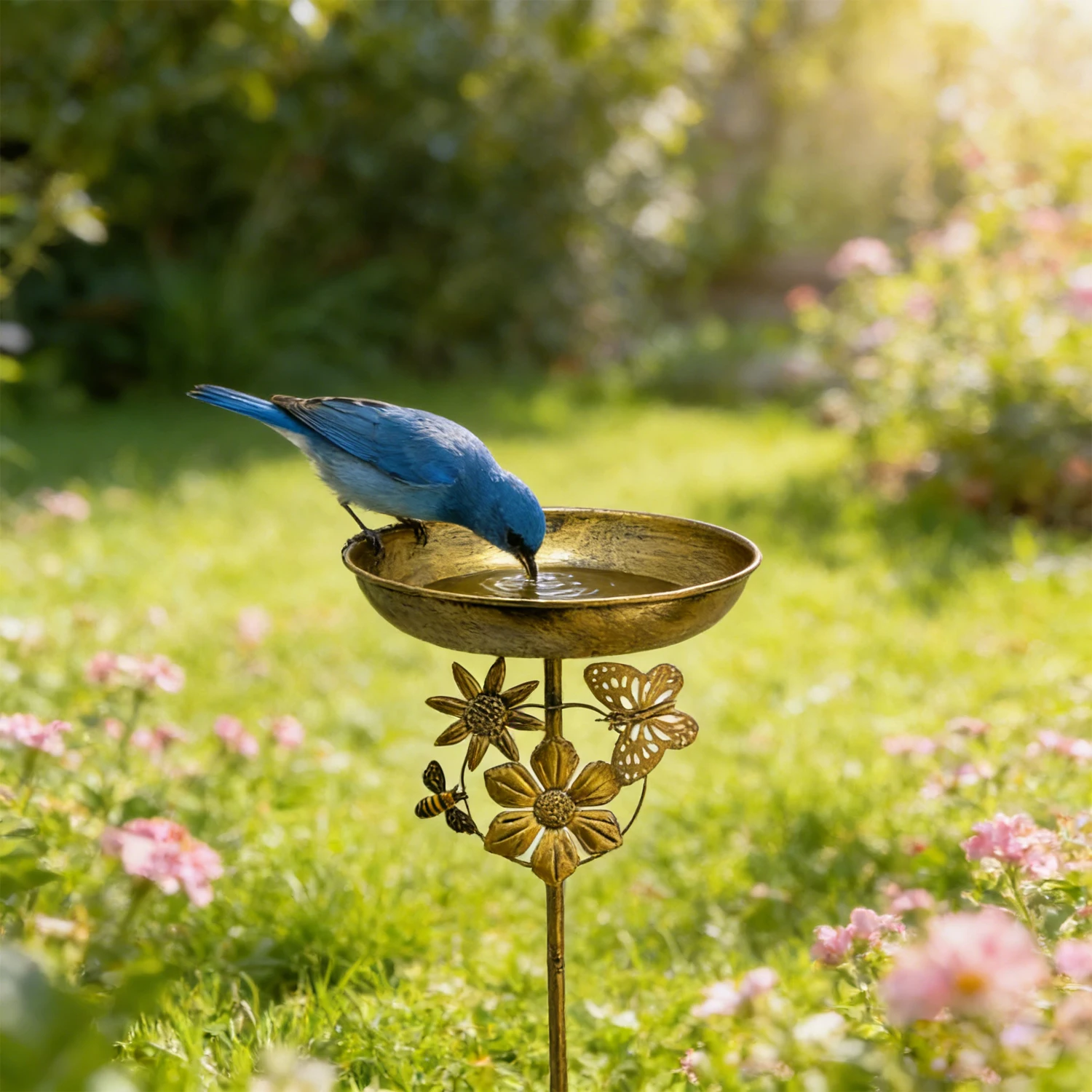 1Pc Iron Art Garden Bird Bath - Decorative Bird Waterer, Food Tray, Suitable for Courtyard Gardens, Patios, and Lawns, Spring and Summer Decoration, Ideal Gift for Bird Enthusiasts and Gardening Enthusiasts