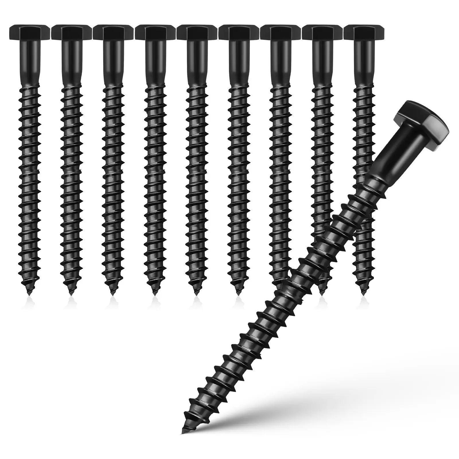 10Pcs M8 Hex Head Lag Bolts Carbon Steel Rust Resistant Exterior Wood Screws for Decking Fence Building Projects